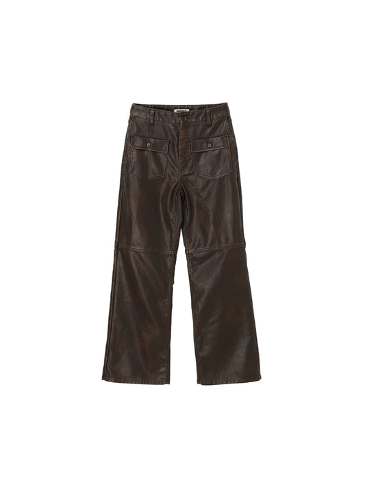 washed faux leather pants