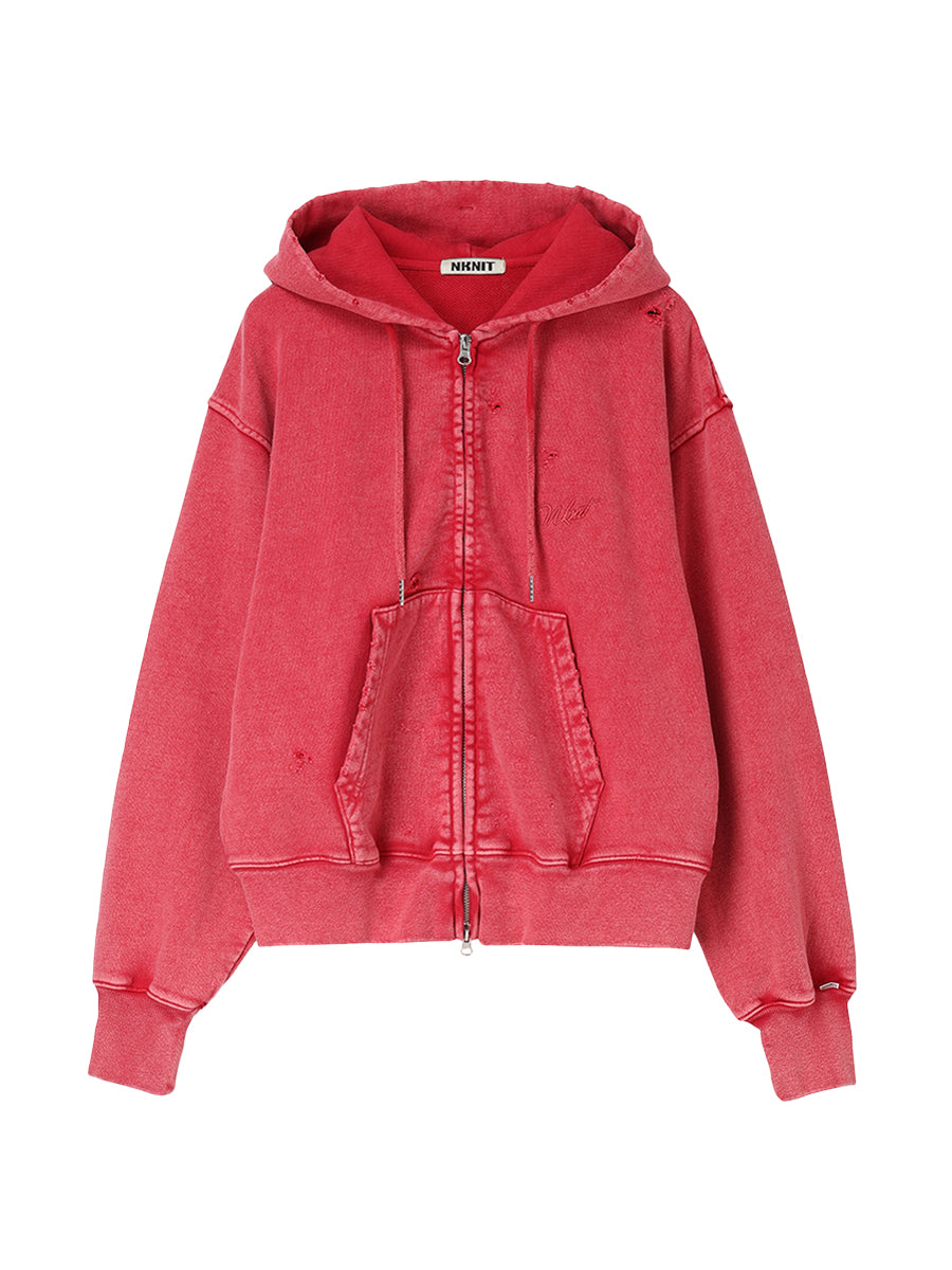 【美品】 NKNIT/ロゴジップフーディ embroidery logo used finish zip hoodie【medium】 – NKNIT