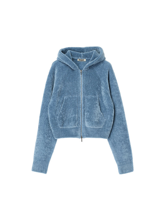 fluffy wool KNIT zip hoodie