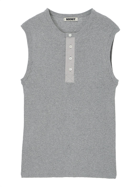 rib henry neck KNIT tank top