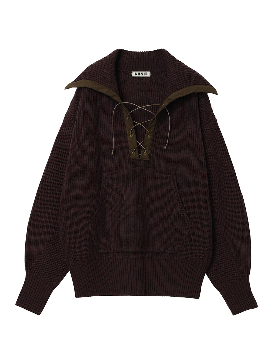 high twist wool lace up KNIT
