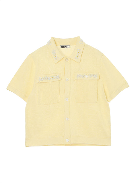 beads flower KNIT shirt