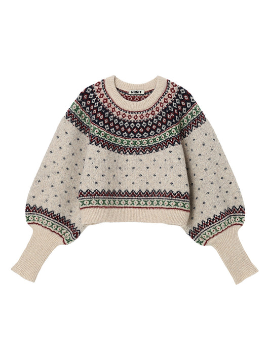 fair Isle pattern balloon sleeve KNIT