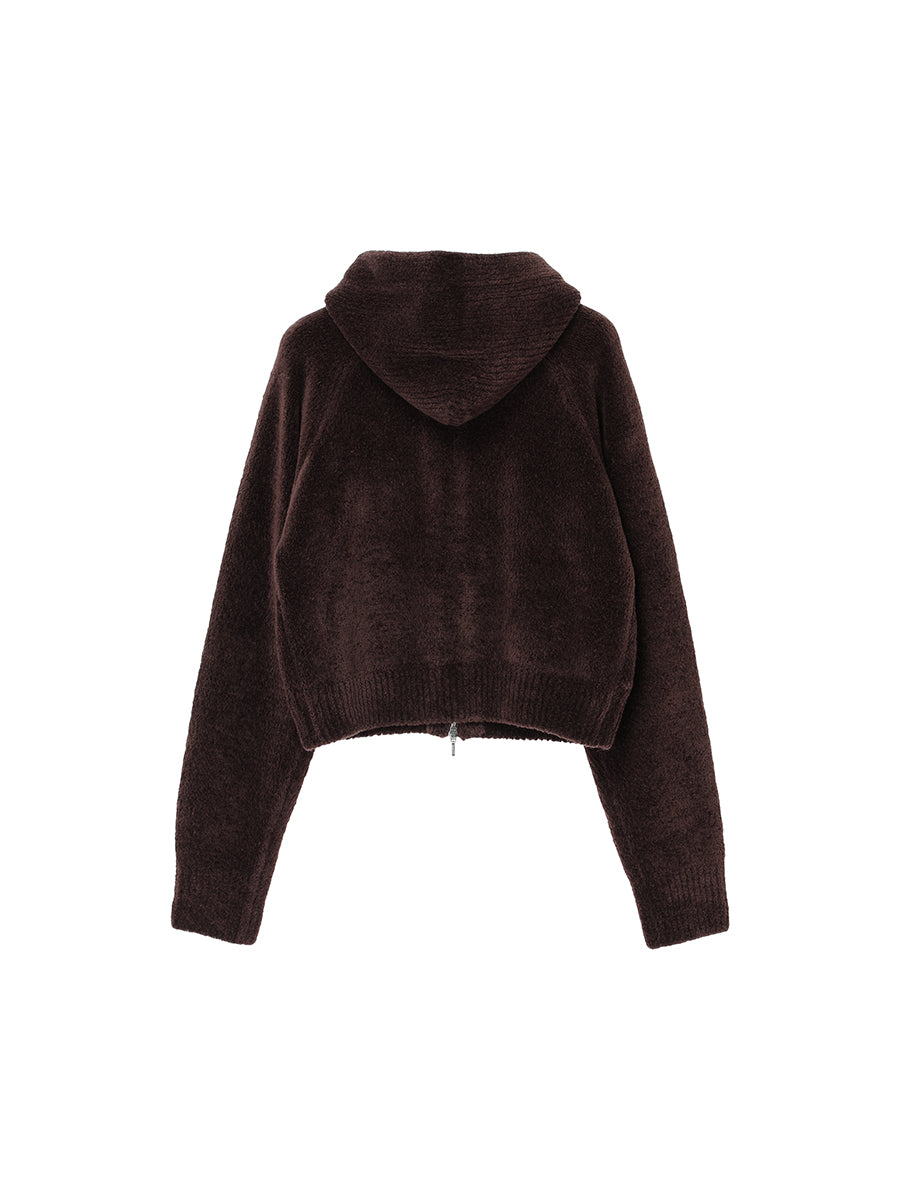 fluffy wool KNIT zip hoodie