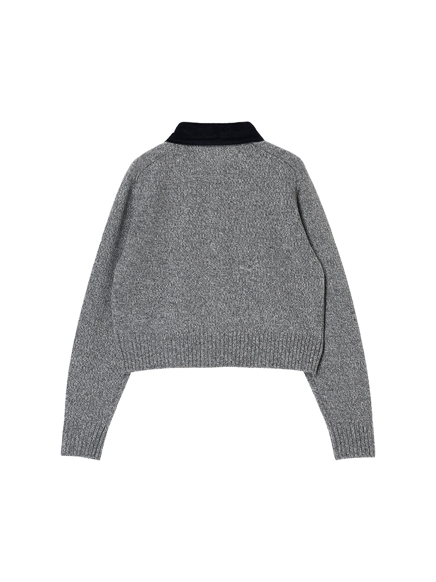 corduroy collar KNIT shirt