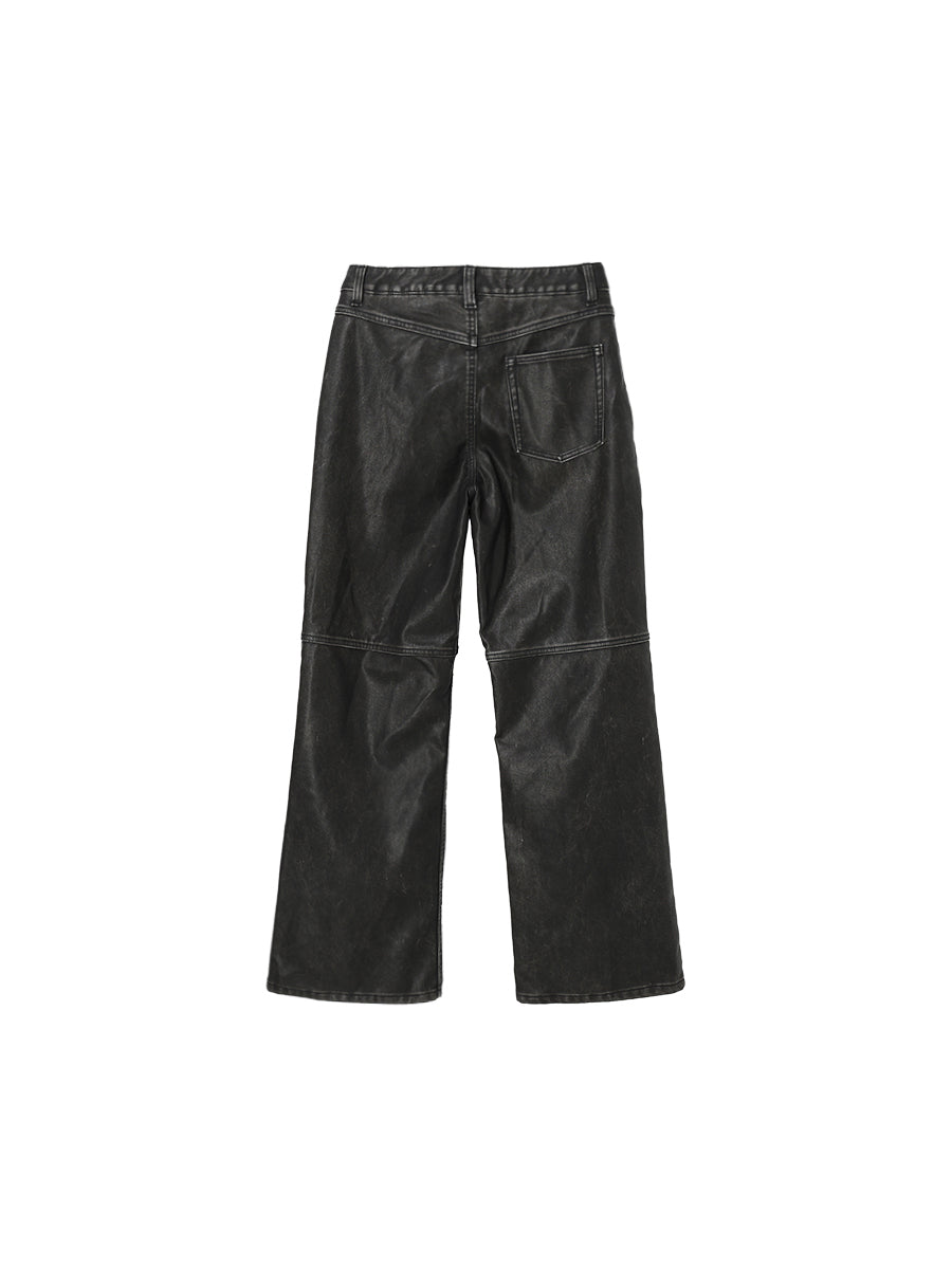 washed faux leather pants