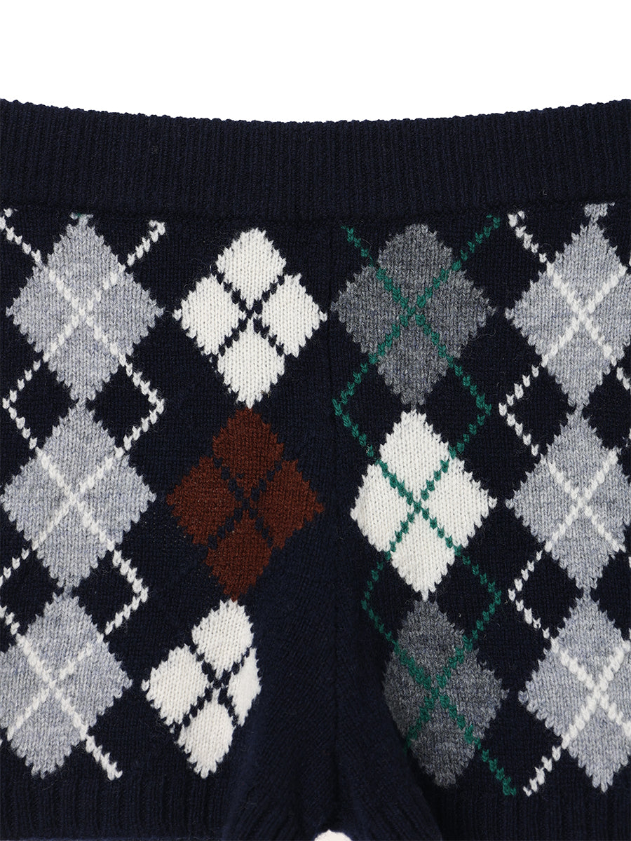 argyle pattern KNIT shorts