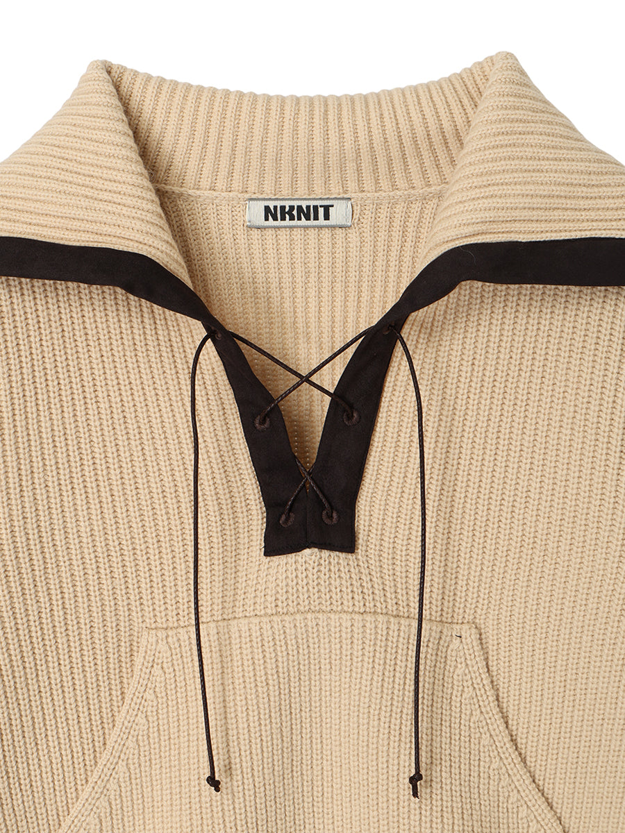 high twist wool lace up KNIT