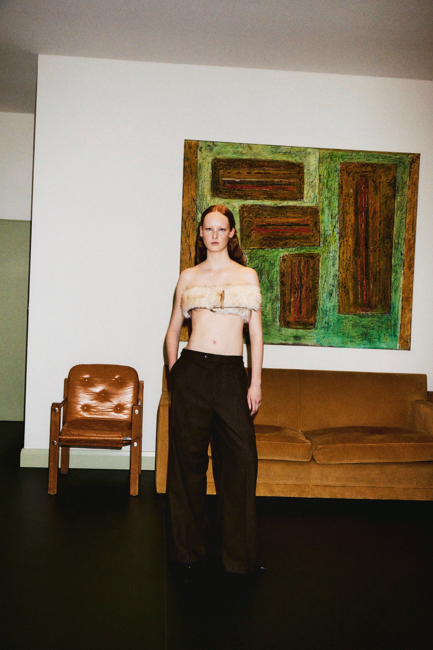 low rise wool mix slacks