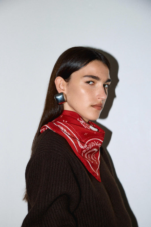 horse motif silk blend scarf