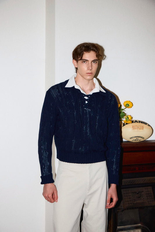 cotton cable lace up KNIT