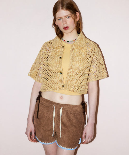 short crochet knit shirt