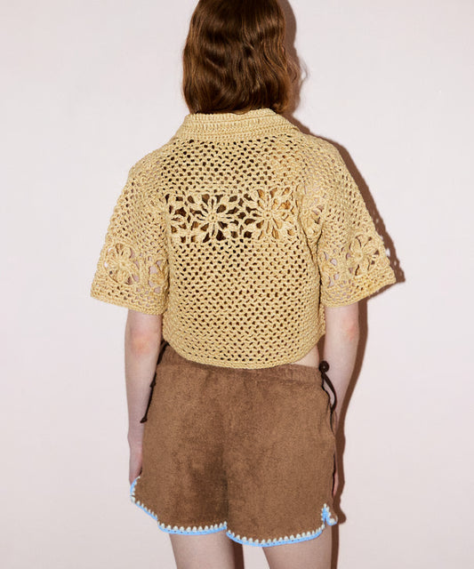 short crochet knit shirt