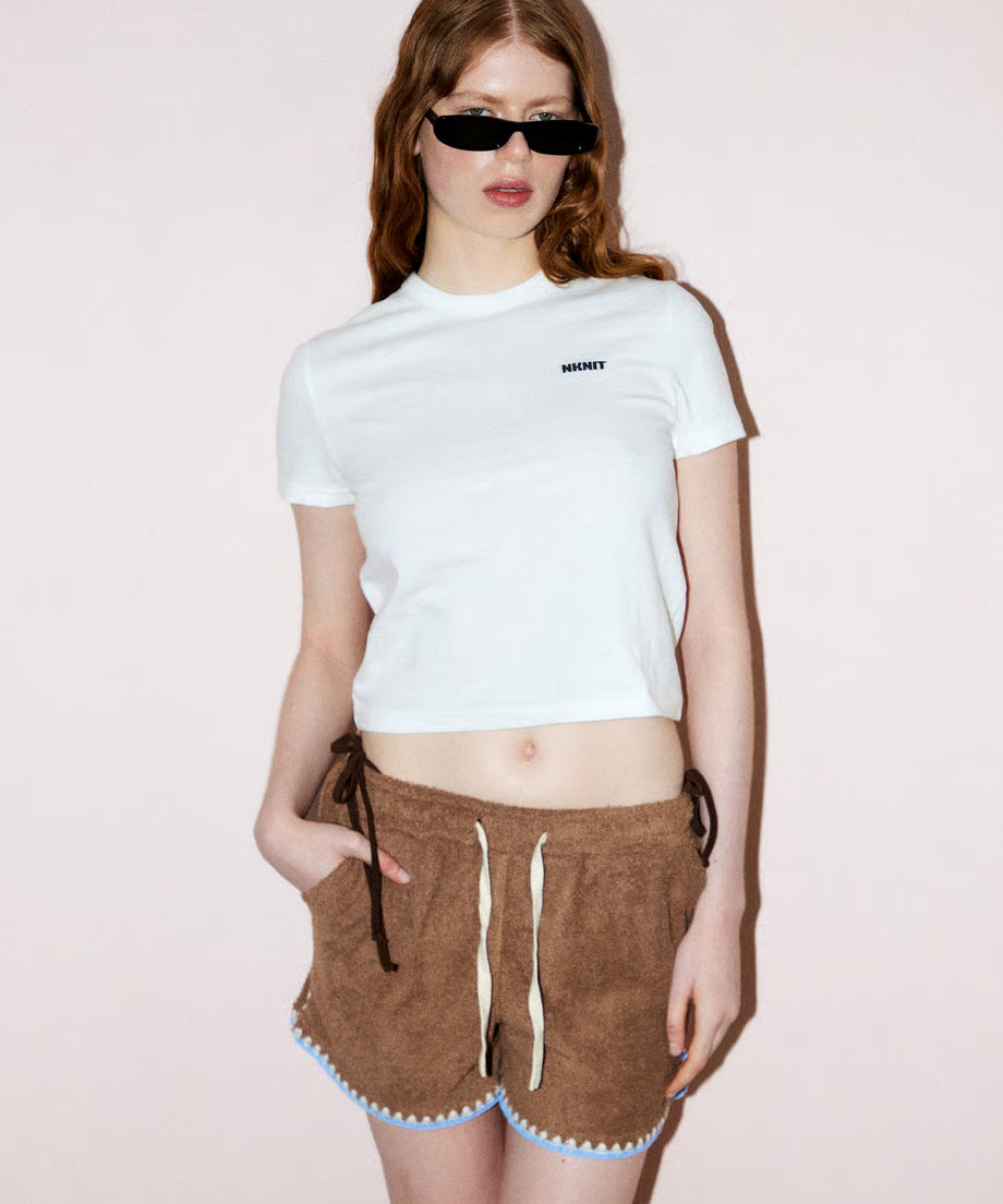 pile crochet shorts