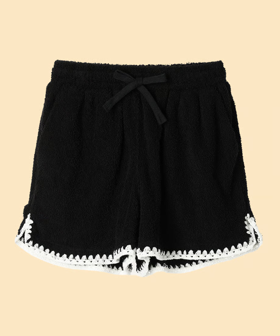 pile crochet shorts