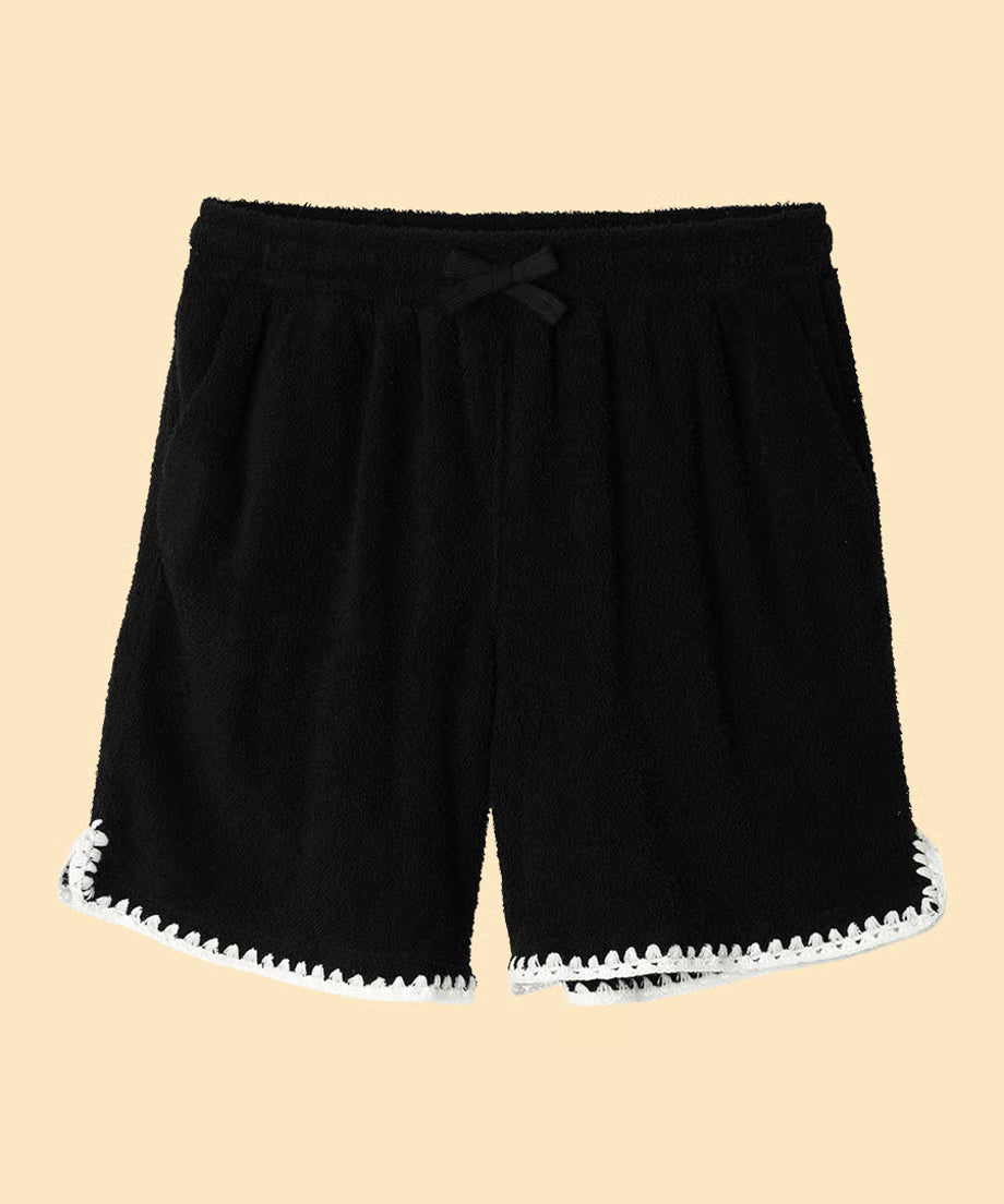 pile crochet shorts