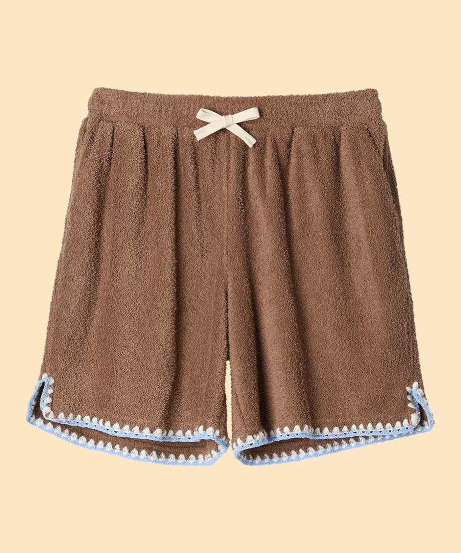 pile crochet shorts