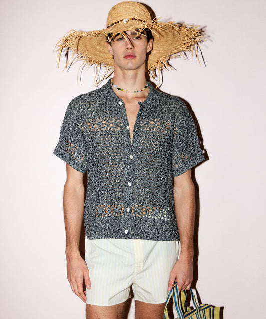 flower crochet knit shirt