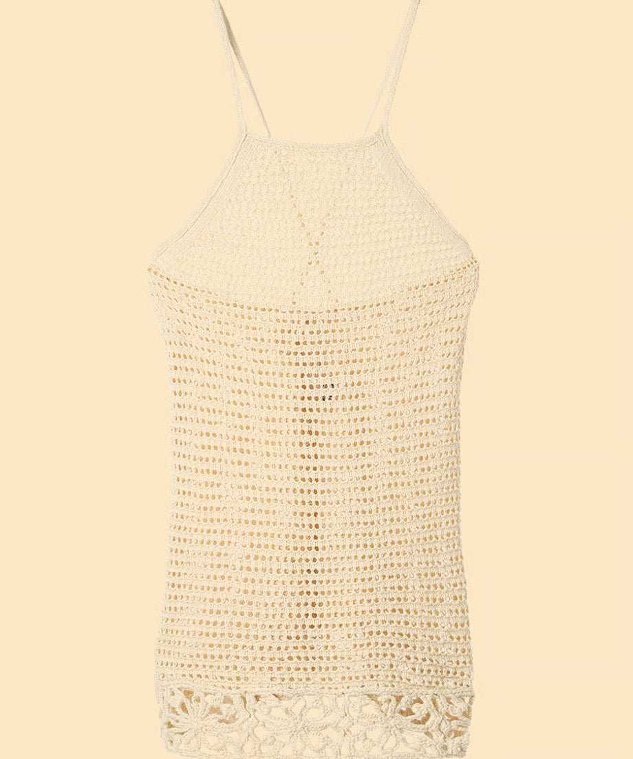 flower crochet knit mini dress