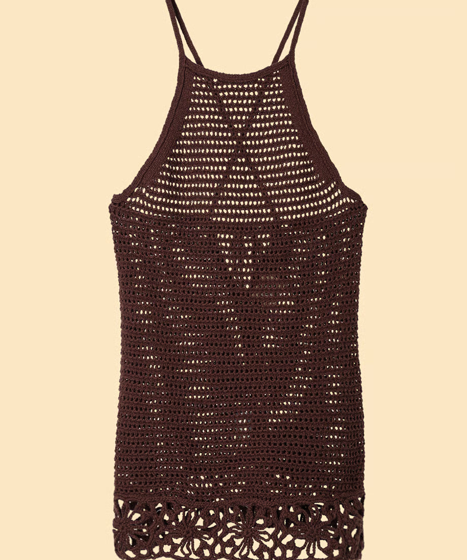 flower crochet knit mini dress