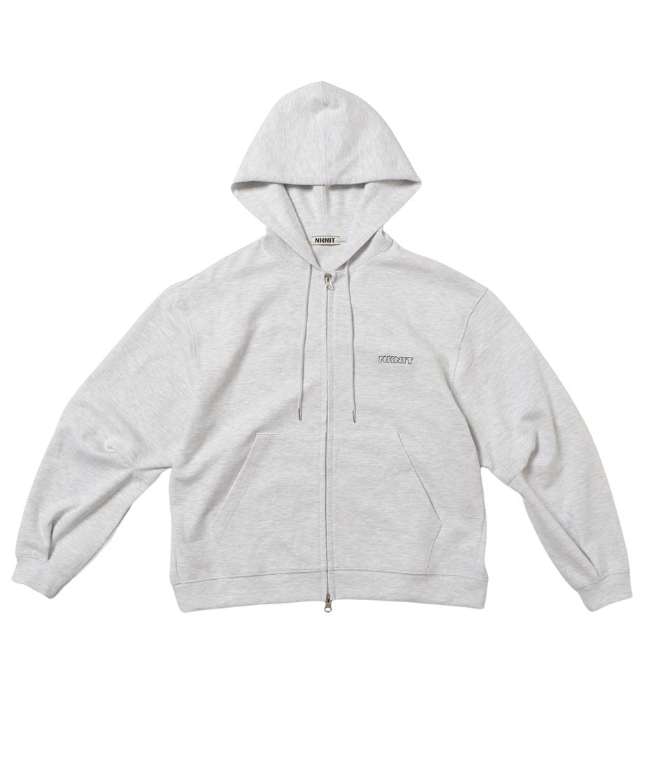 NKNIT logo embroidery ZIP hoodie L.GRAY_1