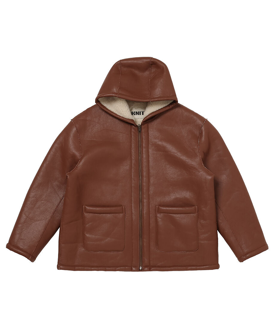 vegan mouton hooded zip jacket_3