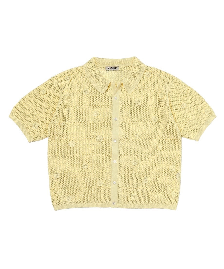 flower motif KNIT shirt_5