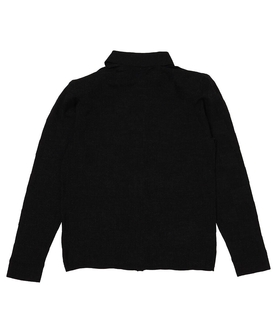 checker pattern shoulder pad KNIT shirt_15