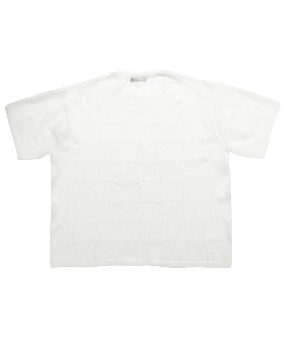 sheer checker pattern KNIT T-shirt_9