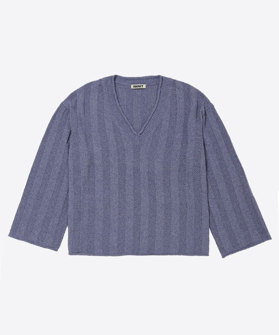 mesh rib v-neck knit_3