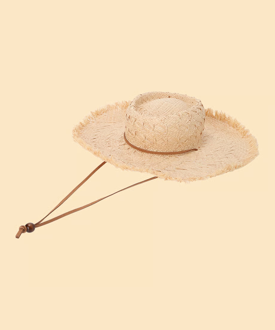 shell charm raffia hat