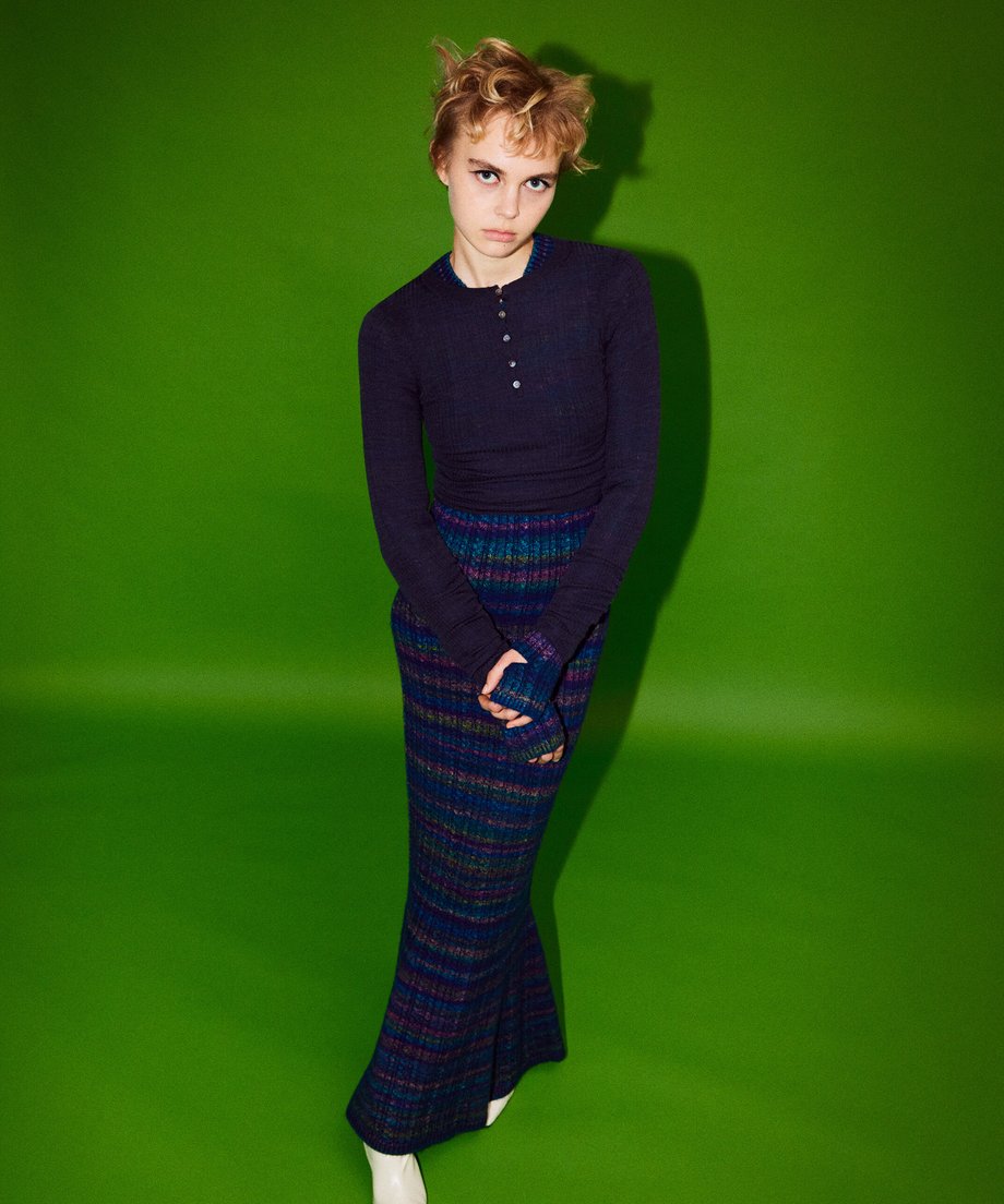 mix color tight long KNIT dress_2