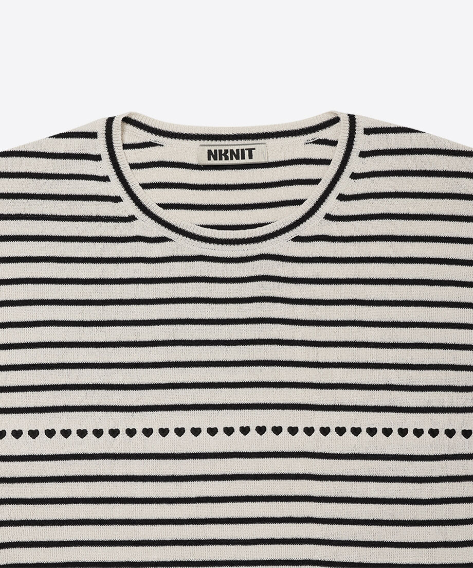 paper mix pattern knit T-shirt♡_4