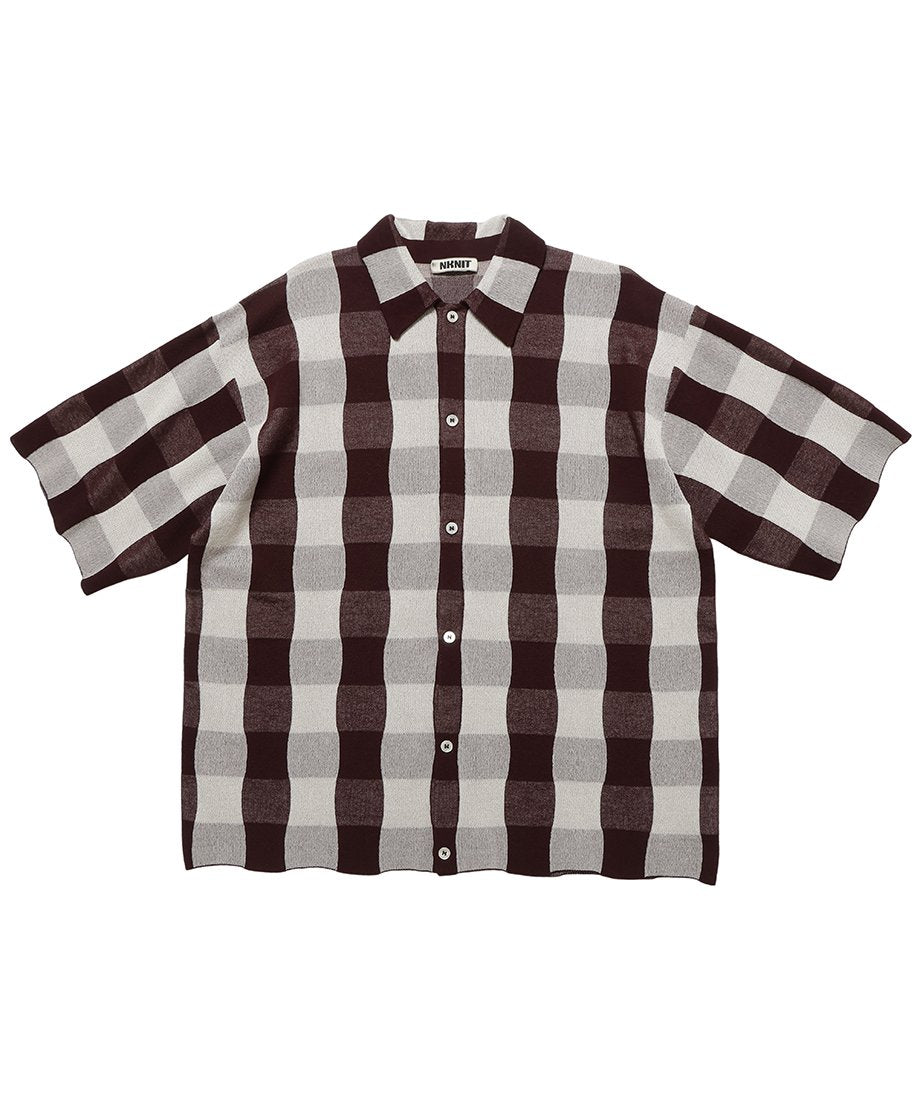 checker pattern KNIT shirt_9