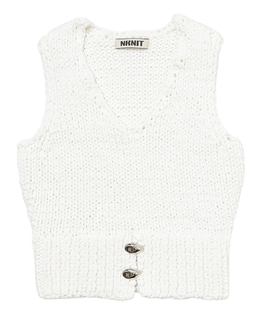 cord yarn V-neck KNIT vest_6