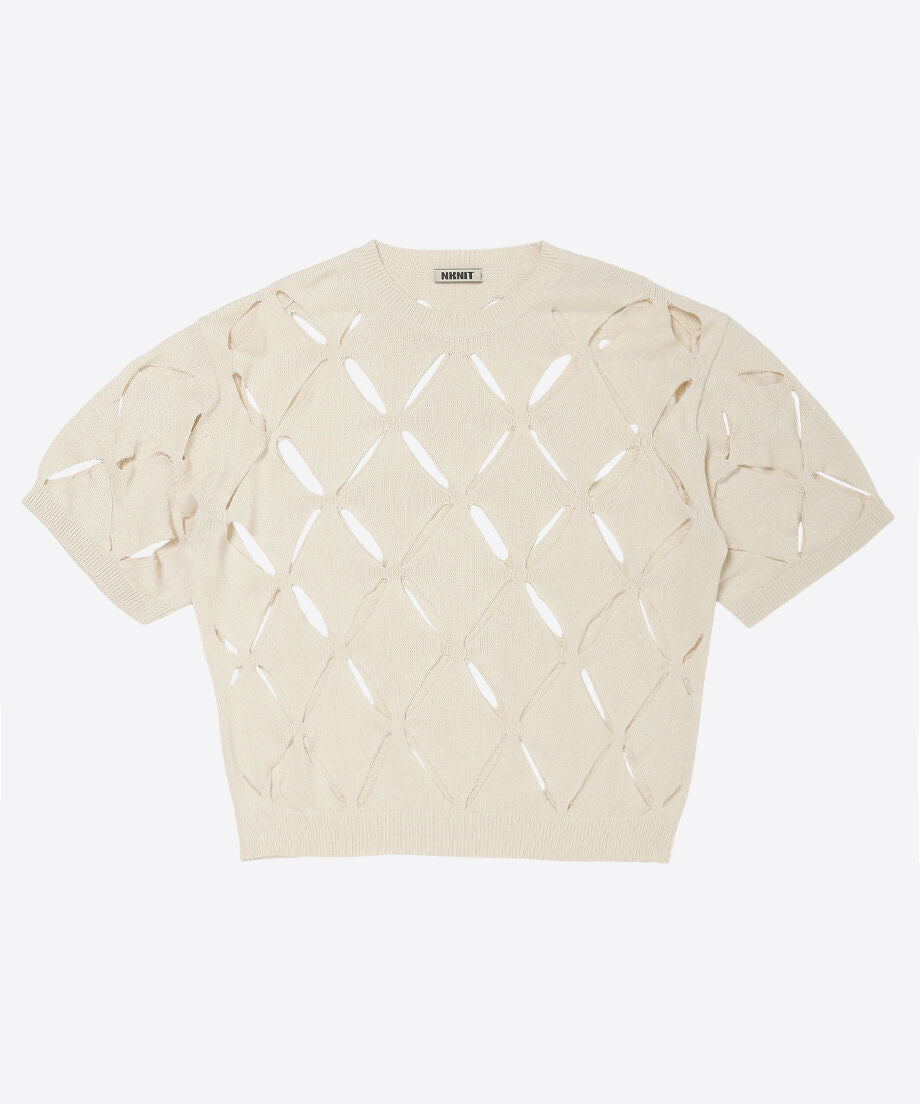 pattern slit knit T-shirt_3