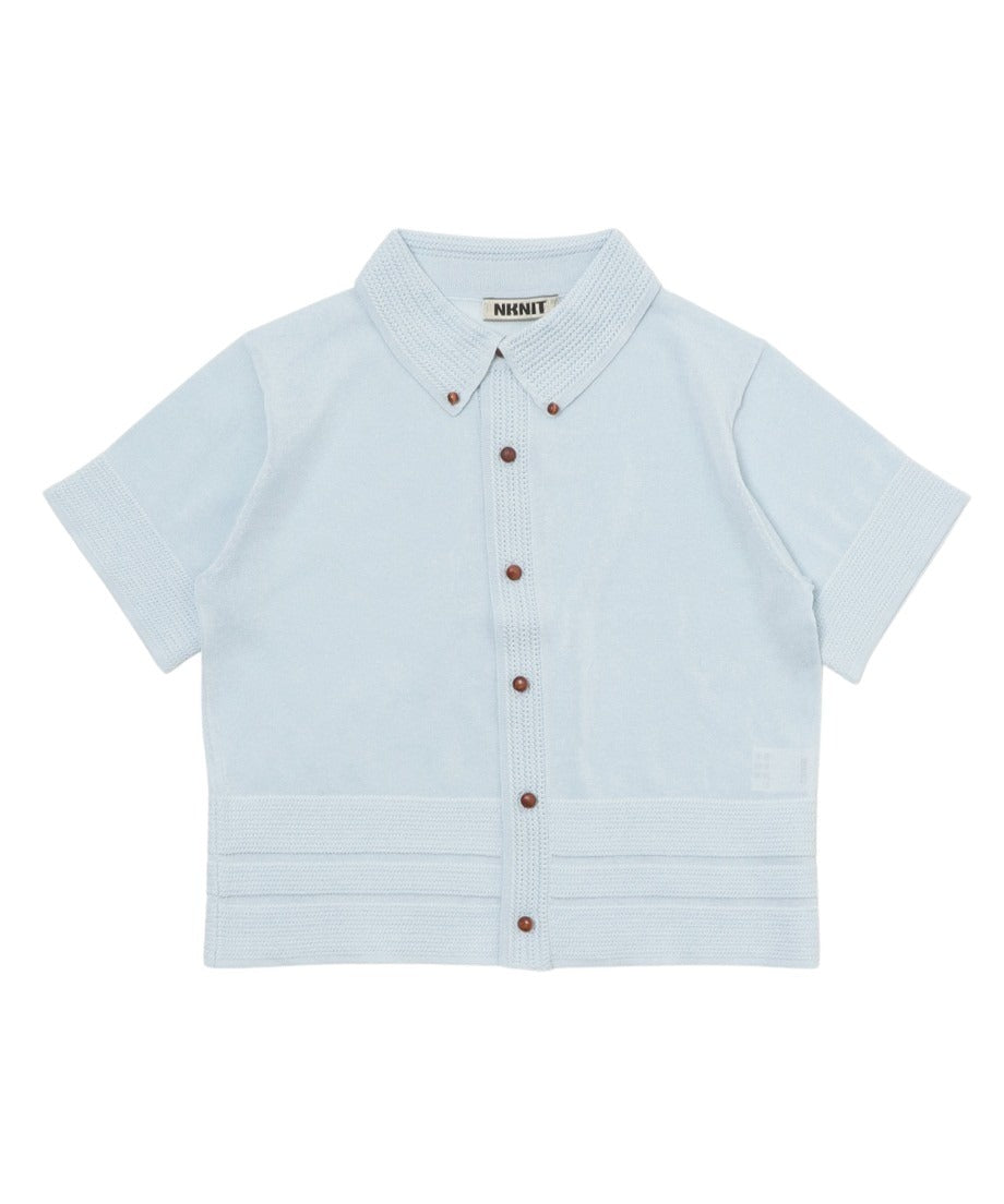 sheer wood button KNIT shirt_6