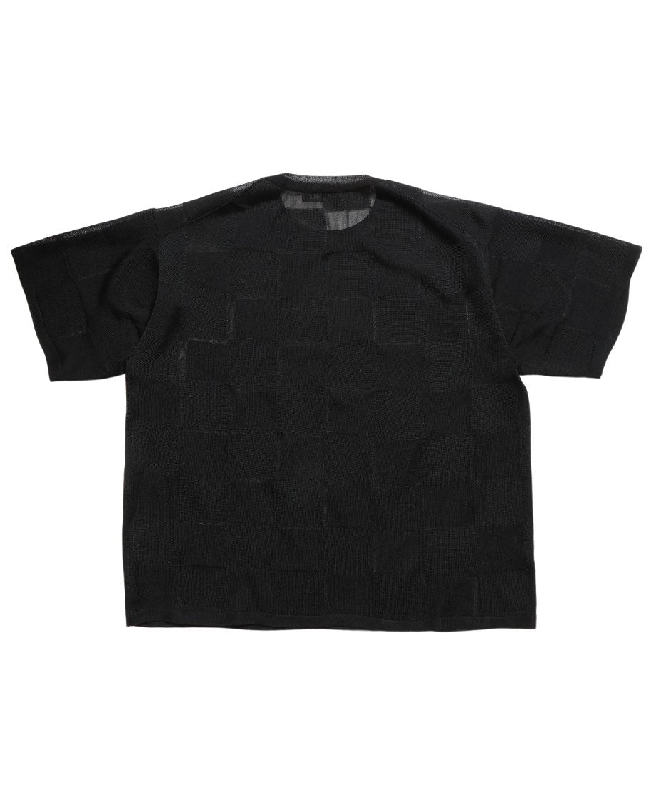 sheer checker pattern KNIT T-shirt_12