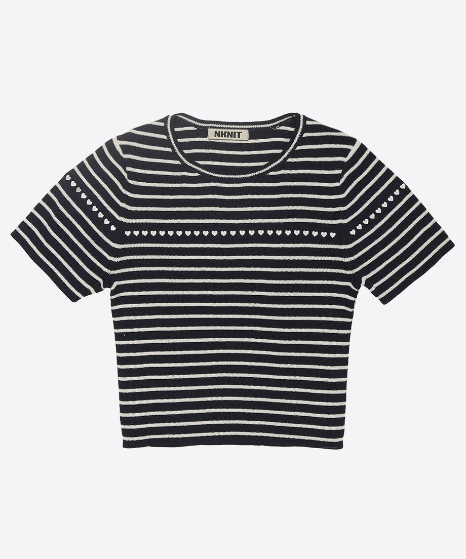 paper mix pattern knit T-shirt mini_2