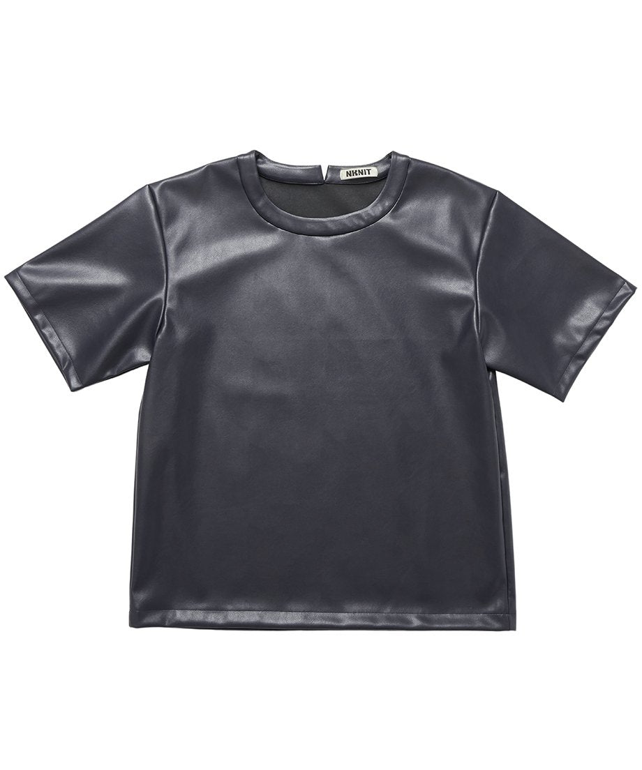 vegan leather big T-shirt_4