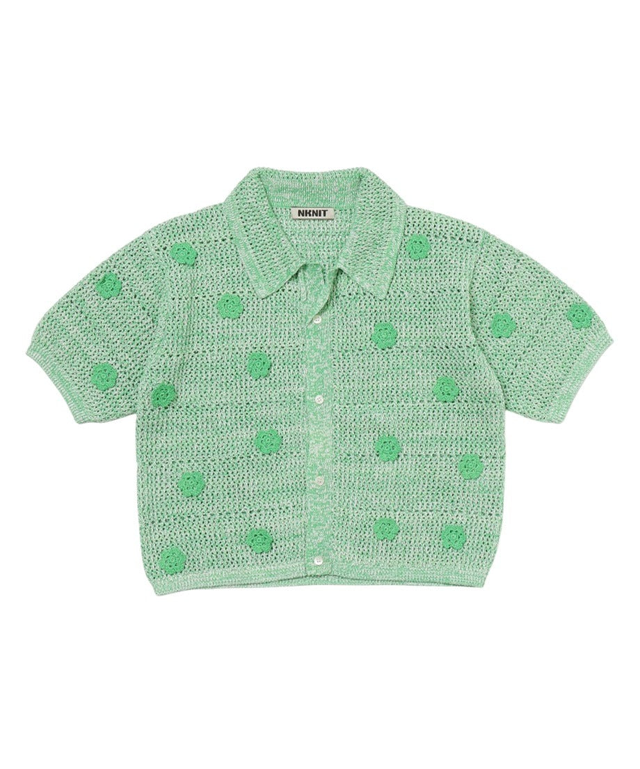 flower motif KNIT shirt_6