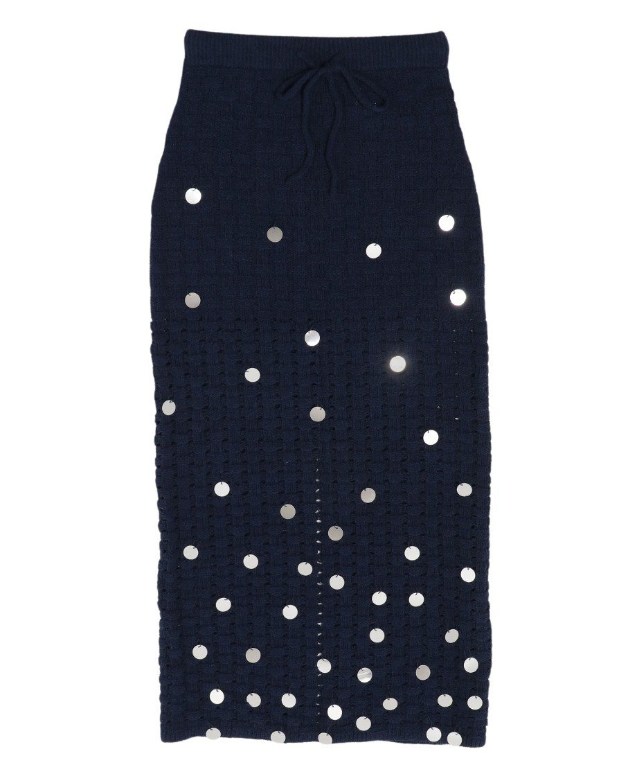 sequins bouclé KNIT long skirt_2