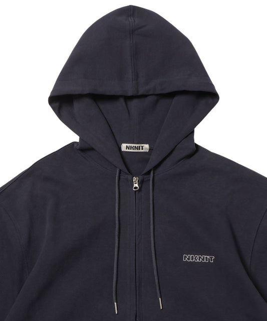 NKNIT logo embroidery ZIP hoodie CHARCOAL-GRAY_2