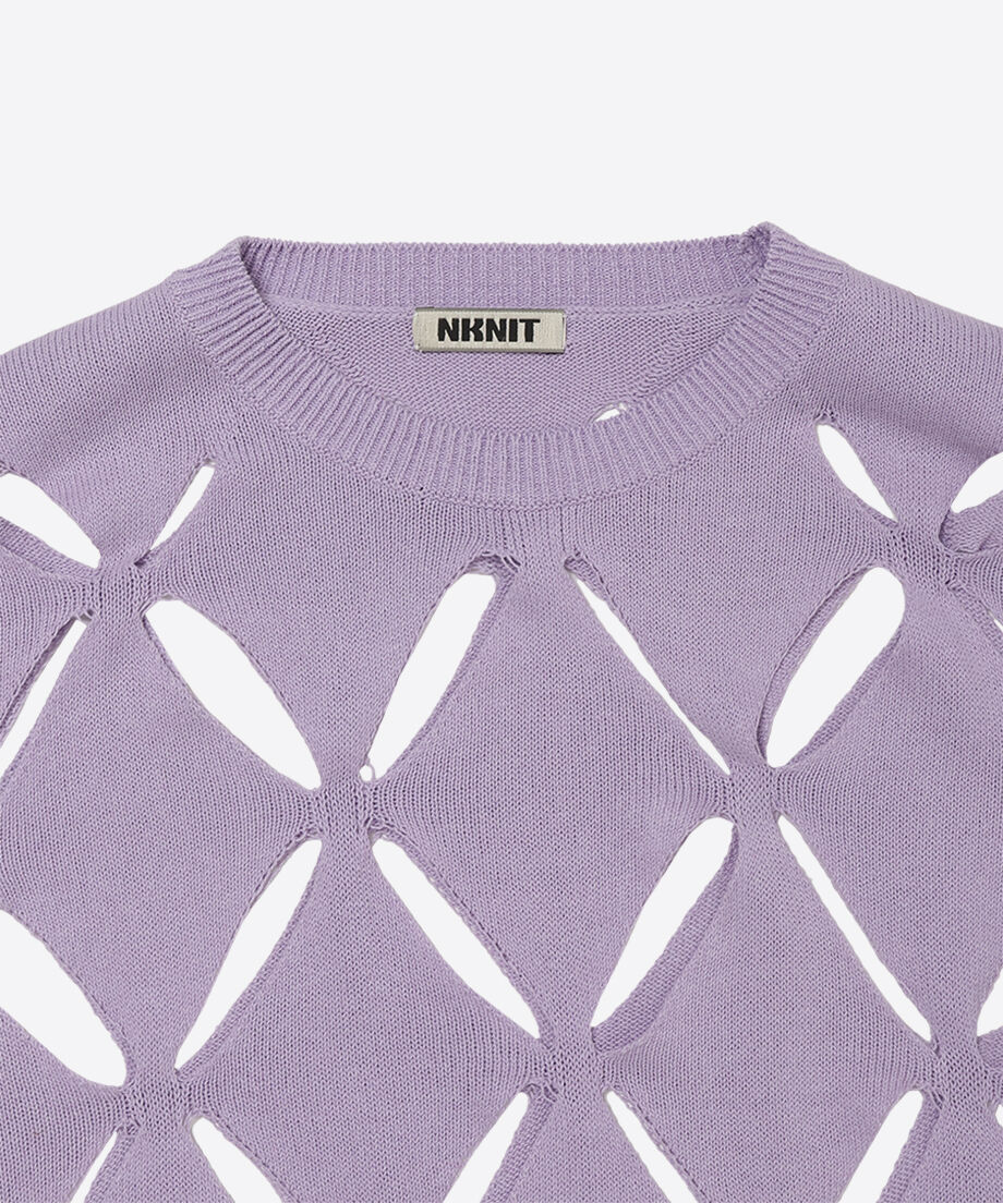 pattern slit knit T-shirt_11
