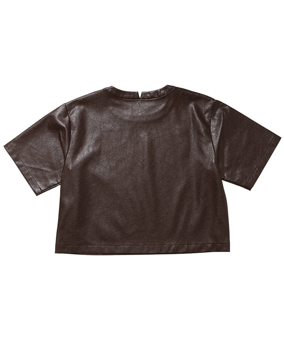 vegan leather short T-shirt_5