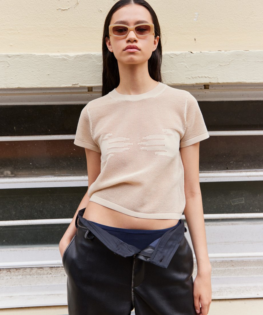 トップス nknit hand pattern mesh KNIT T-shirt hand pattern mesh KNIT T-shirt – NKNIT