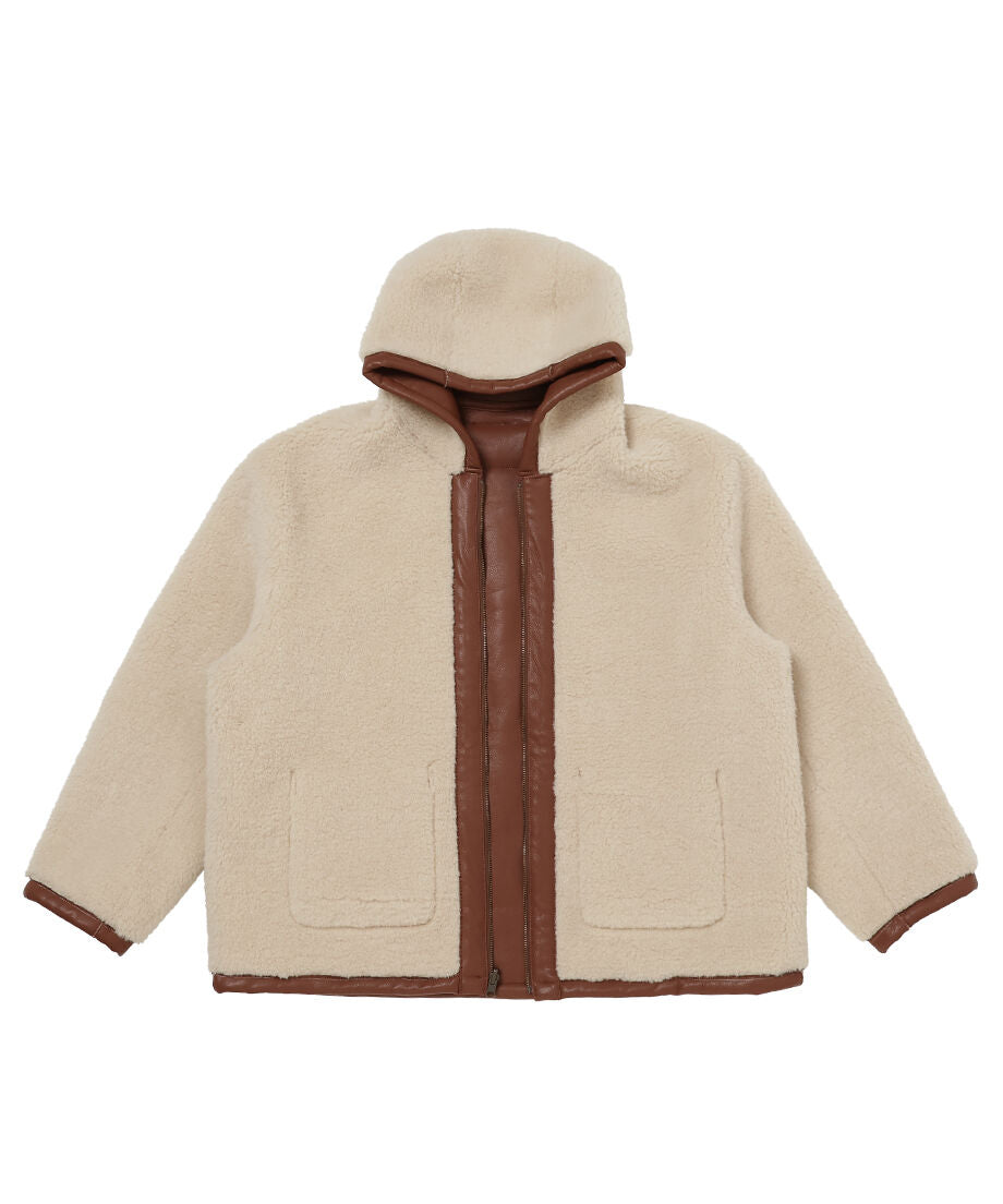 vegan mouton hooded zip jacket_7