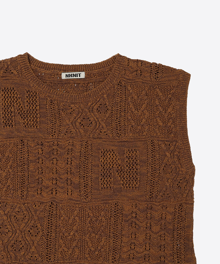cotton mesh pattern knit dress_8