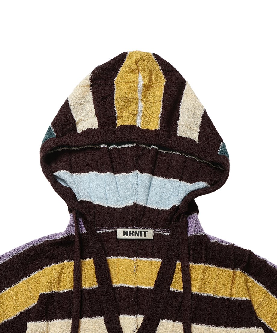 stripe KNIT towel hoodie_11