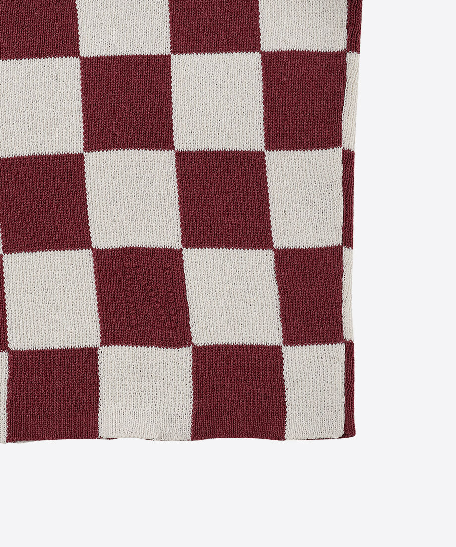 paper mix pattern knit T-shirt mini check_4